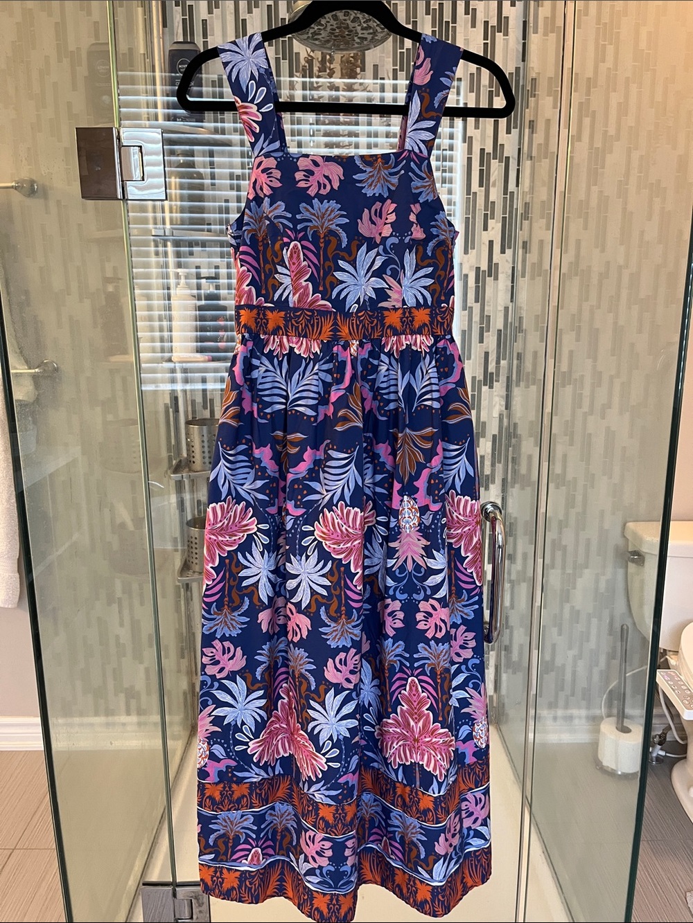 Band of the Free - Floral Navy Maxi Dress with Pink & Light Blue Print